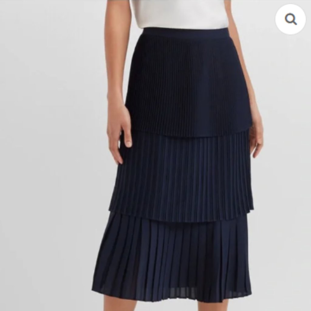 Navy Pleated Tier Skirt